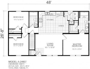 28x48 Ranch Floor plan
