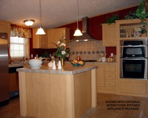 Corner island with light cabinetry