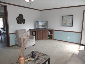 Living room with built in tv stand
