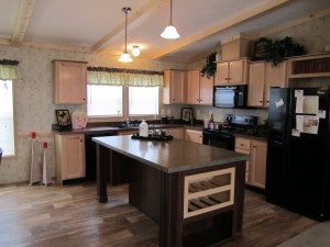 large island and maple cabinetry