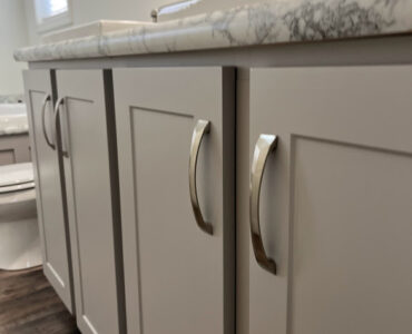 Cabinet pulls and crescent edge counter